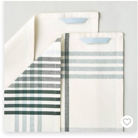 Hearth and Hand Magnolia 2pk Holiday Plaid and Pattern Kitchen Towel Set Green - Picture 3 of 3